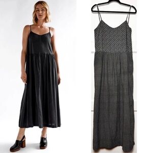 SEA NY Silk‎ Cotton Geo Print Sleeveless Scoop Neck Side Slit Maxi Slip Dress 4